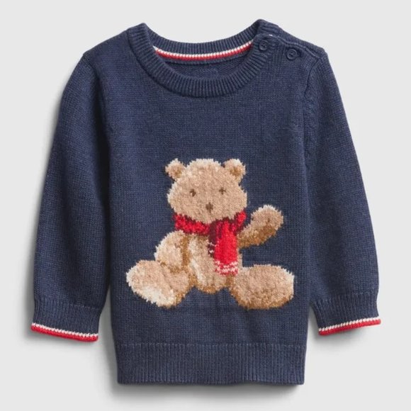 baby GAP Navy Sweater with Bear - Picture 1 of 16